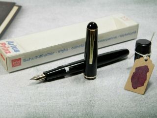 Vintage " Lamy/artus " Fountain Pen - Jet Black Piston Filler - 14k Nib - Germany 1960s