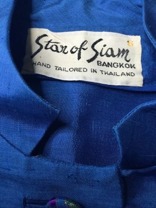 Vintage 60’s Star Of Siam Raw Silk Bohemian Hippy 2 Piece Dress Blue Thai Euc 5