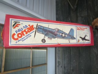 Vintage Top Flite Rc Plane Corsair F4u - 1a Model Wood