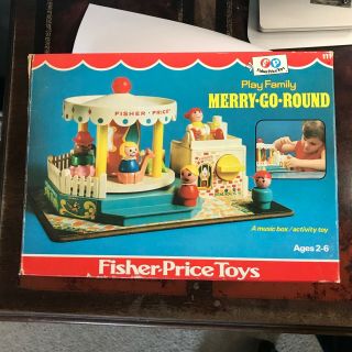 Vintage Fisher Price Little People Merry Go Round Carousel Musical 1971