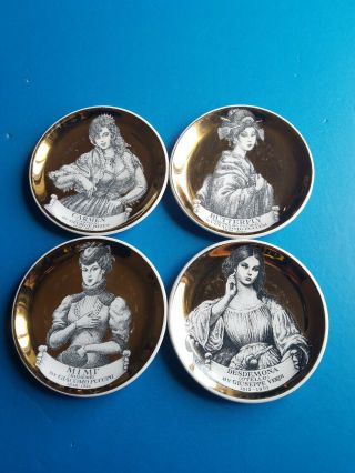 Vintage Fornasetti Milano Opera Gold Paint Coasters Italy (4)