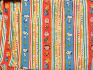 Vtg Montgomery Wards Peanuts Charlie Brown Snoopy Twin Flat Bed Sheet (a10)