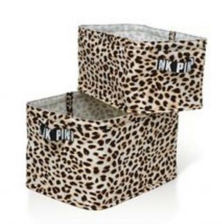 Victorias Secret Pink Cheetah Leopard Dorm Bins Storage Htf Rare Set