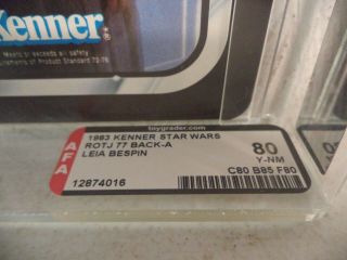 VINTAGE 1983 KENNER STAR WARS ROTJ 77 BACK - A PRINCESS LEIA BESPIN AFA 80 Y - NM 3