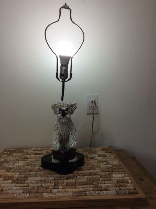 Vintage Mid Century Spaghetti Poodle Figurine Lamp Reading A Book With Glasses