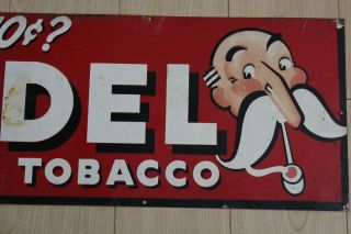 Vintage 1950 ' s Model Smoking Tobacco cigar pipe advertising tin sign character 3