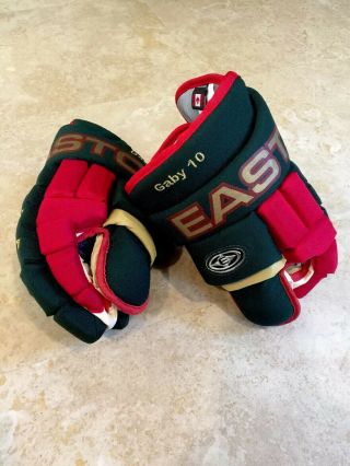 ❤️vintage Pro Easton Minnesota Wild Hockey Gloves For Player Marian Gaborik (
