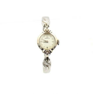 Vintage Lady Hamilton 14k White Gold & Diamond Accent Mechanical Watch Nr 5061 - 3