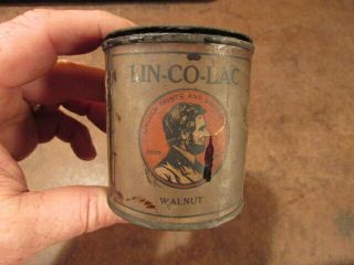 Vintage Lin - Co - Lac Walnut Stain Abraham Lincoln Paint Can President Rare
