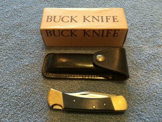Vintage 1961 - 1967 Buck Model 110 Lockblade Knife With Sheath And Box