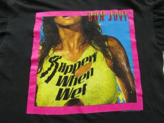 90s Vintage 1993 Bon Jovi Slippery When Wet Tour 1987 Band Merch Rock T Shirt Te 2