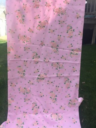 Vintage 60s 70s Pink Flocked Floral Daisy Fabric 8 1/3 Yards X 44” Dress Sewing 10