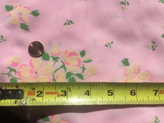 Vintage 60s 70s Pink Flocked Floral Daisy Fabric 8 1/3 Yards X 44” Dress Sewing 2