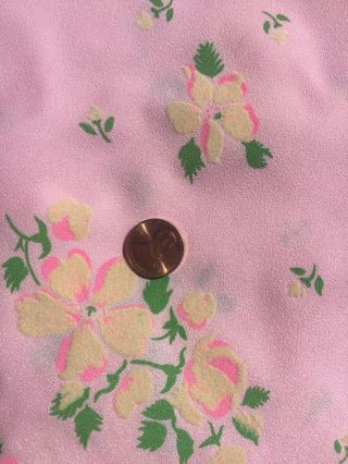 Vintage 60s 70s Pink Flocked Floral Daisy Fabric 8 1/3 Yards X 44” Dress Sewing 3