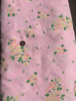 Vintage 60s 70s Pink Flocked Floral Daisy Fabric 8 1/3 Yards X 44” Dress Sewing 5