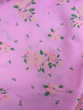 Vintage 60s 70s Pink Flocked Floral Daisy Fabric 8 1/3 Yards X 44” Dress Sewing 6