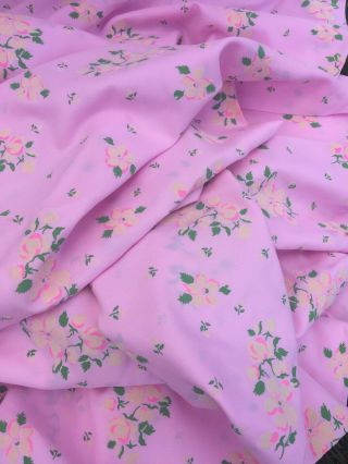 Vintage 60s 70s Pink Flocked Floral Daisy Fabric 8 1/3 Yards X 44” Dress Sewing 7