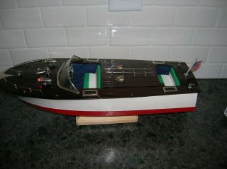 TOY WOOD BOAT K&O ITO FLEET LINE BOAT BATTERY OPERATED BOAT WOODEN VINTAGE 3