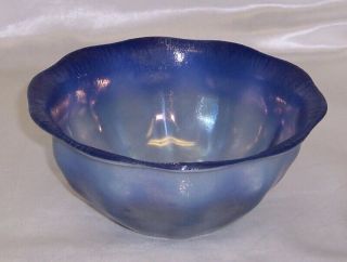 Vintage Tiffany Favrile Art Glass Blue Iridescent Bowl 1788