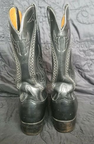 Vintage Lucchese Black Leather Pull On Western Cowboy Boots 1378 Men ' s US 12 D 4