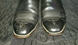 Vintage Lucchese Black Leather Pull On Western Cowboy Boots 1378 Men ' s US 12 D 5
