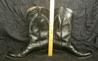 Vintage Lucchese Black Leather Pull On Western Cowboy Boots 1378 Men ' s US 12 D 6