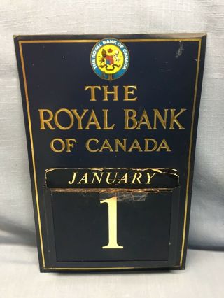 Vintage The Royal Bank Of Canada Metal Advertising Calendar Made In England (d1)