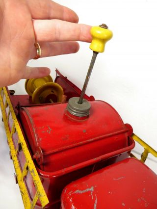 VTG 1930 ' s STRUCTO FIRE ENGINE PUMPER TOY TRUCK W/ LADDERS & BELL Pressed Steel 4