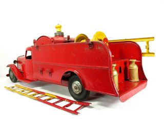 VTG 1930 ' s STRUCTO FIRE ENGINE PUMPER TOY TRUCK W/ LADDERS & BELL Pressed Steel 8