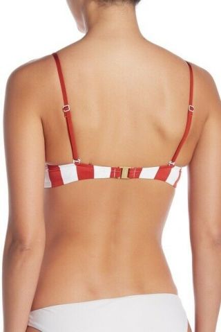 Onia 161921 Woman ' s Retro Lydia Stripe Burnt Red Bikini Swimsuit Top Size Small 2