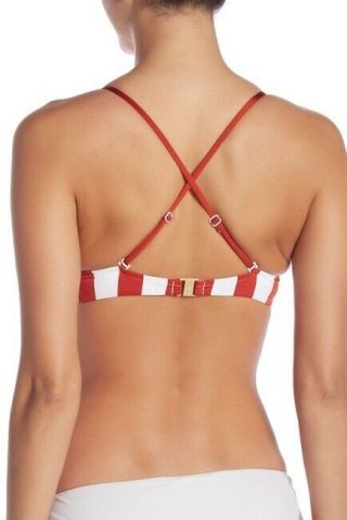 Onia 161921 Woman ' s Retro Lydia Stripe Burnt Red Bikini Swimsuit Top Size Small 3