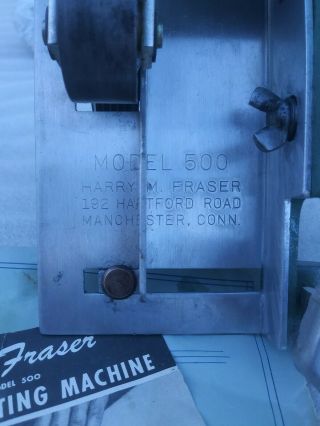 Vintage Fraser Model 500 Cloth Rag Fabric Cutter Cutting Machine w/ Instructions 4