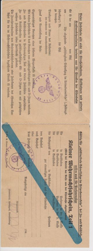Ww2 German Transportation Ticket Stamped And Signed Yet.