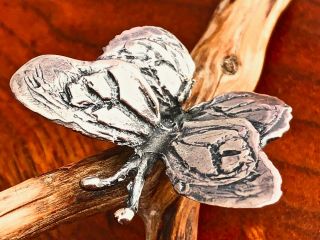 - Unusual America Sterling Silver And Wood Table Ornament Butterfly On Twig