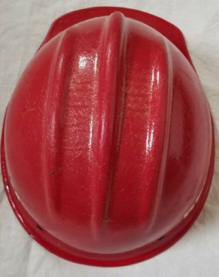 VINTAGE Bethlehem Steel RED FIBERGLASS BULLARD 502 Hard Hat IRONWORKER 8