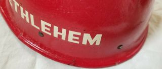 VINTAGE Bethlehem Steel RED FIBERGLASS BULLARD 502 Hard Hat IRONWORKER 9