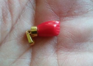 Antique Vintage Red Salmon Coral 10k Gold Figa Fist Pendant Fob Charm