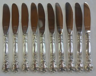 Vintage Gorham Chantilly Sterling Butter Knives Set Of 10 No Mono