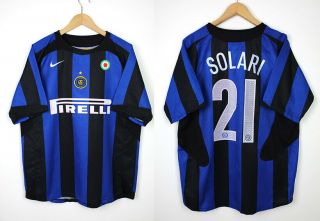 Internazionale Inter Milan Football Shirt 2004/05 21 Solari Rare Blue Vtg - Xl
