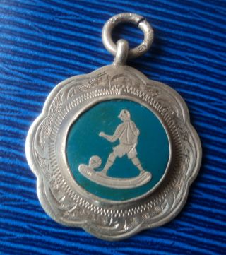 Sterling Silver Enamel Football Fob Medal 1934 Robert Pringle H/m 1926 London