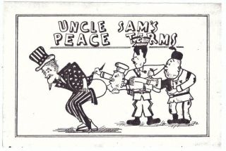 Comic Ww2 Card Uncle Sams Peace Terms World War Ii P