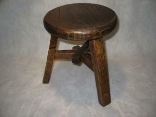 Vintage Arts & Crafts Mission Style 3 Legged Mortise & Tenon Foot Or Milk Stool