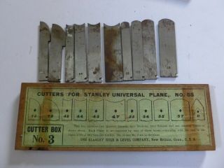 Vtg 4 Box Set 1 - 4 CUTTERS FOR STANLEY UNIVERSAL PLANE NO 55 Stanley Rule & Level 7