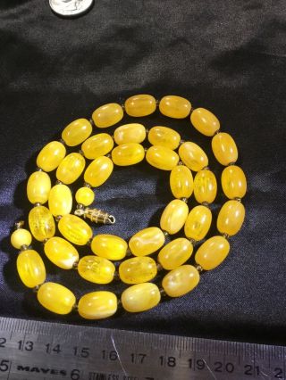 Vintage Amber Honey/butterscotch Necklace Gold Tone Beads And Clasp