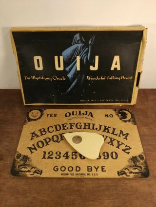 Vintage William Fuld Ouija Board - Wood Board Plastic Planchette