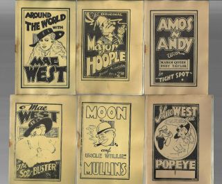 Vintage Tijuana Bibles 6 From 1930s Mae West Popeye Moon Mullins Scarce Comics