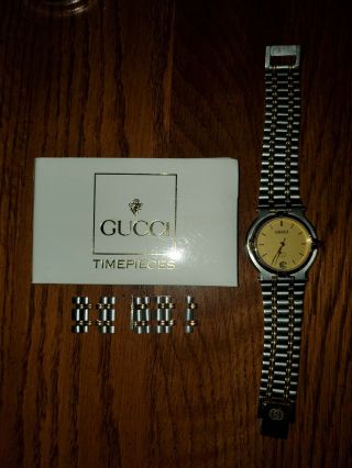 Gucci 9000m 18kgp St.  Steel Two - Tone 33mm Swiss Quartz Men 