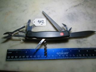 902 Rare Vintage Black Wenger Swiss Army Everest 130mm Slidelock Knife W/pliers