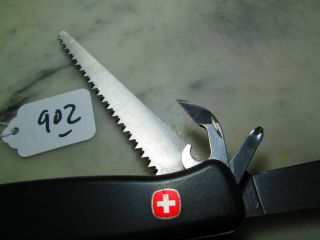 902 Rare Vintage Black Wenger Swiss Army Everest 130mm SlideLock Knife W/Pliers 3