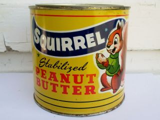 Vintage 1951 Squirrel Peanut Butter Tin Can Canada Nut Co Ltd Vancouver B C